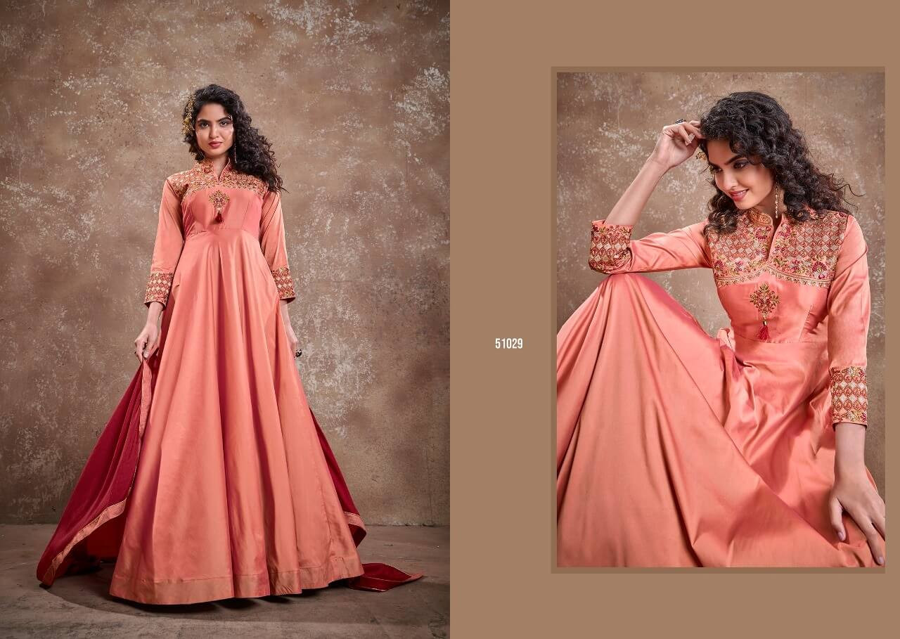Peach colour gown with dupatta set for woman and girls.Party and Wedding  Wear set for